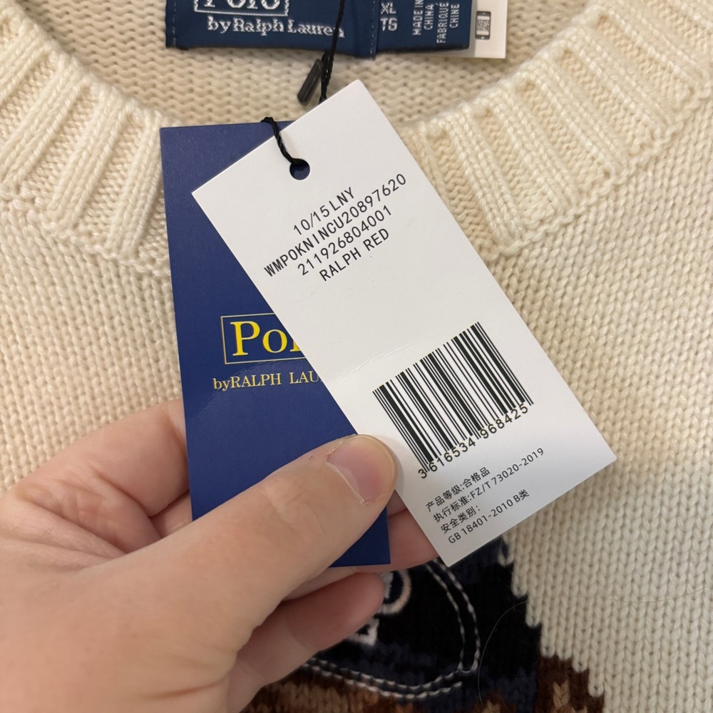 NEW Polo Ralph Lauren Polo Bear Wool Cashmere Blend Intarsia Sweater Size XL - Picture 9 of 15